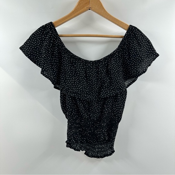 Forever 21 Black White Spotted Off The Shoulder Top - Picture 5 of 5